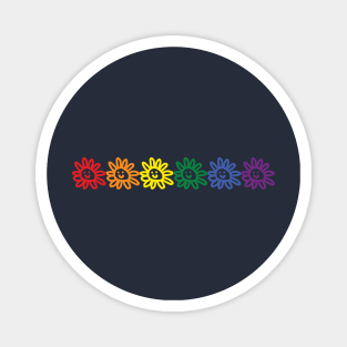 Six Daisy Smiley Faces Pride Rainbow Color Magnet